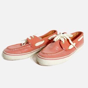 Sperry Top-Sider Bahama Coral Jersey Sequin 2-Eye Lacing Boat Shoes Pink Coral